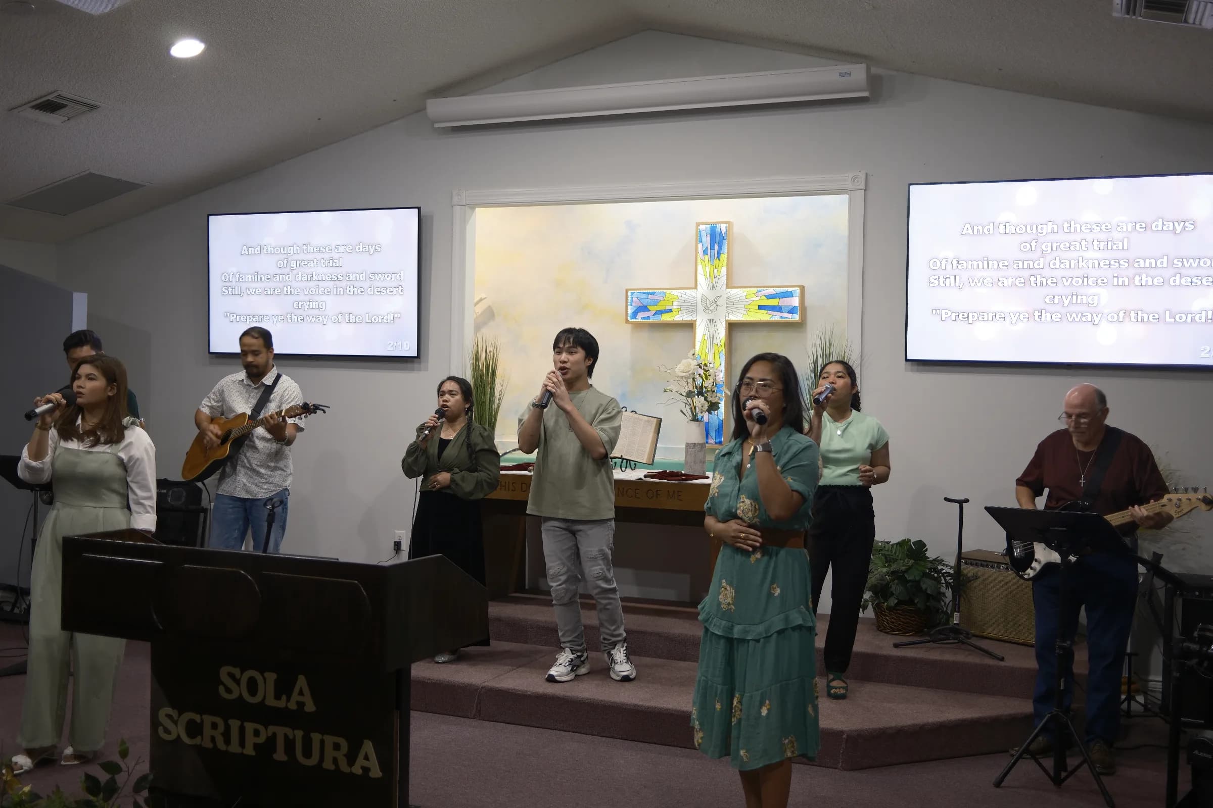 Worship songs during the Sunday Service